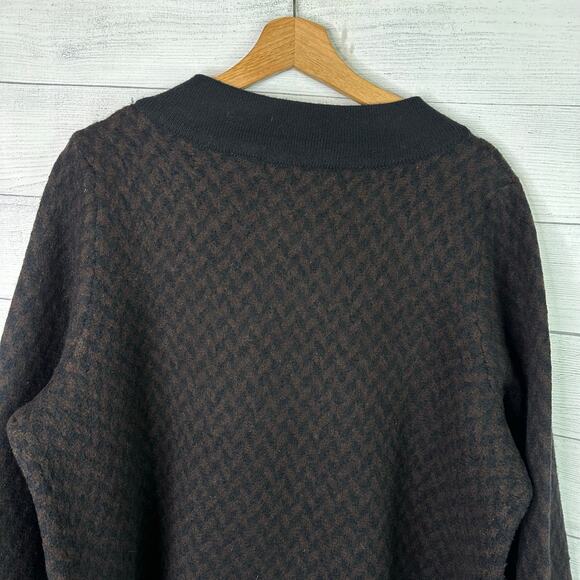 Heather B Womens size 2X Wool Houndstooth Swing Cape Jacket Cardigan Black Brown - Picture 6 of 9